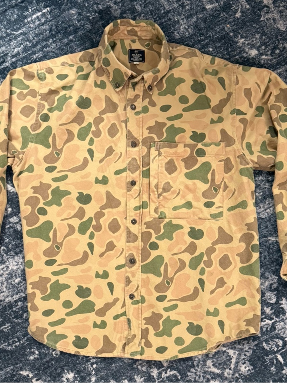 HEYBO Men’s Large Stonecamp Old School Camo Flannel Long Sleeve Shirt Button Up